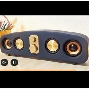 Retro Wireless Speaker Color Gray 360 Degree Surround Sound With Sub